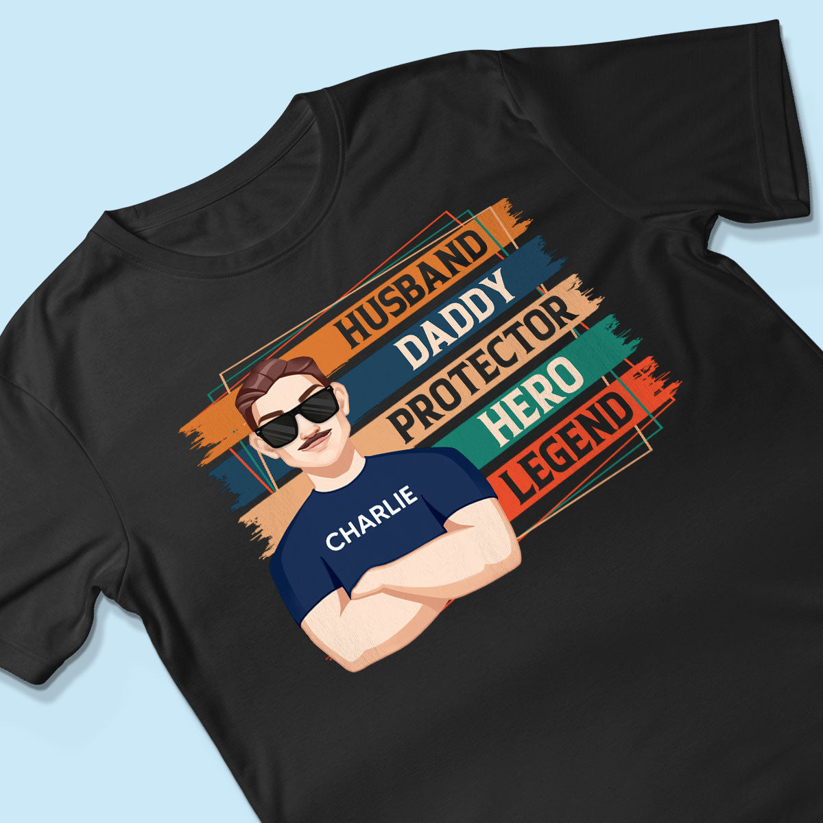 Husband Daddy Protector Hero Legend Retro Personalized Shirt