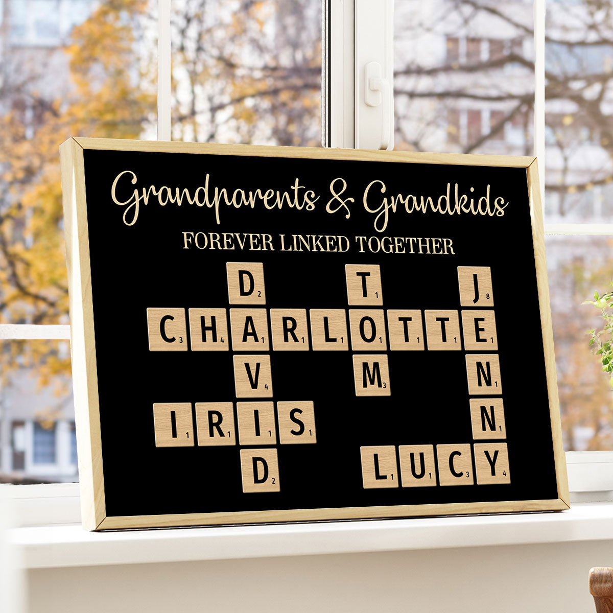 Grandma & Grandkids Forever Linked Together Crossword Puzzle - Personalized Poster - Unique Gift For Large Family, Parent, Grandma, Siblings, Brothers, Sisters