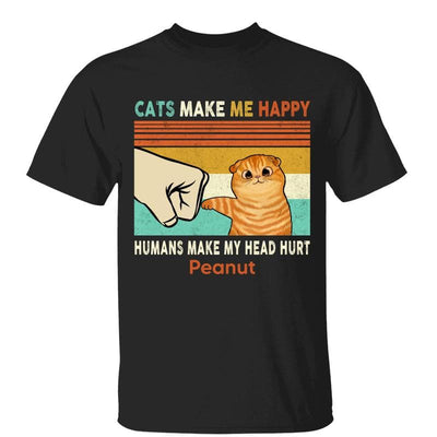 Cats Make Me Happy Fluffy Cat Personalized Shirt