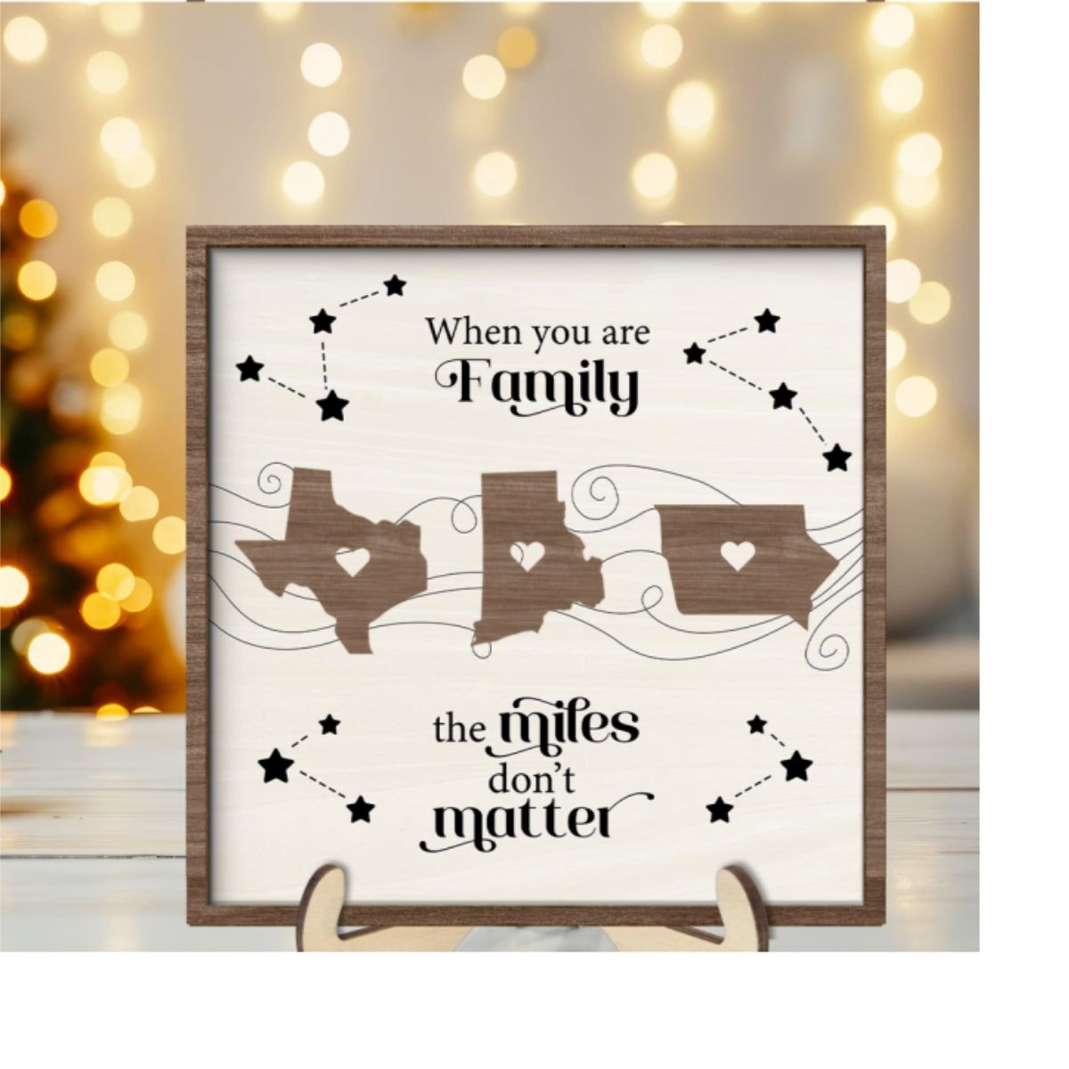 Long Distance Family Friends Siblings Sisters Besties Personalized 2-Layer Wooden Plaque, Togetherness Christmas Gift