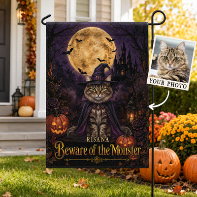 Custom Photo Pet Halloween - Personalized Garden Flag - Halloween Decor Gift, Gift For Pet Lovers