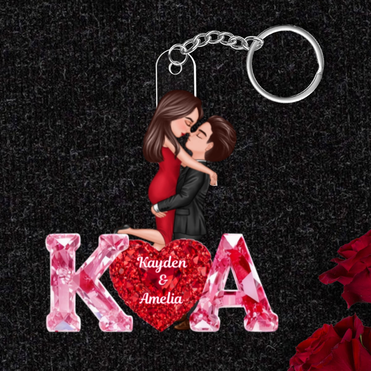 Loving Couple Initial - Personalized Acrylic Keychain - One of a Kind Gift for Her, Gift for Him