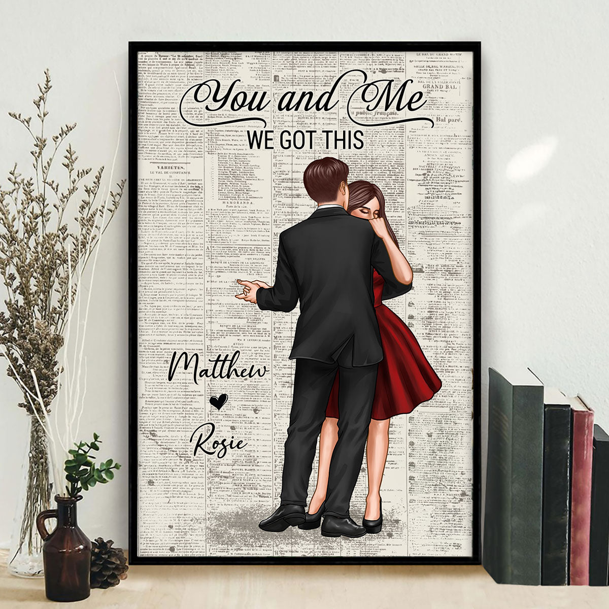 Couple Dancing Vintage Newspaper Anniversary Gift  Gift Personalized Poster