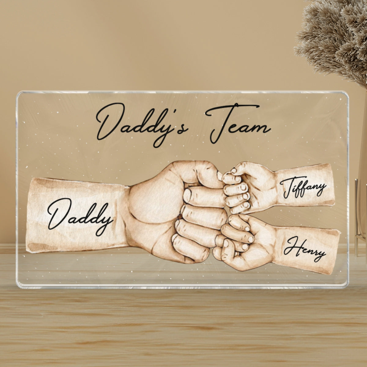 Daddy's Team Fist Bump Personalized Acrylic Plaque