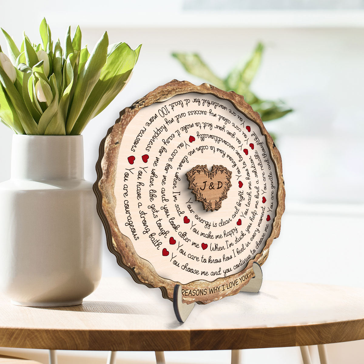 Reasons Why I Love You Spiral Text  Gift For Him Or Her Personalized 2-Layer Wooden Plaque