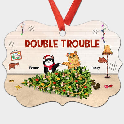 Naughty Cats Regret Nothing Personalized Christmas Ornament
