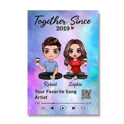 Doll Couple Sitting Favorite Song QR Code Personalized Vertical Poster