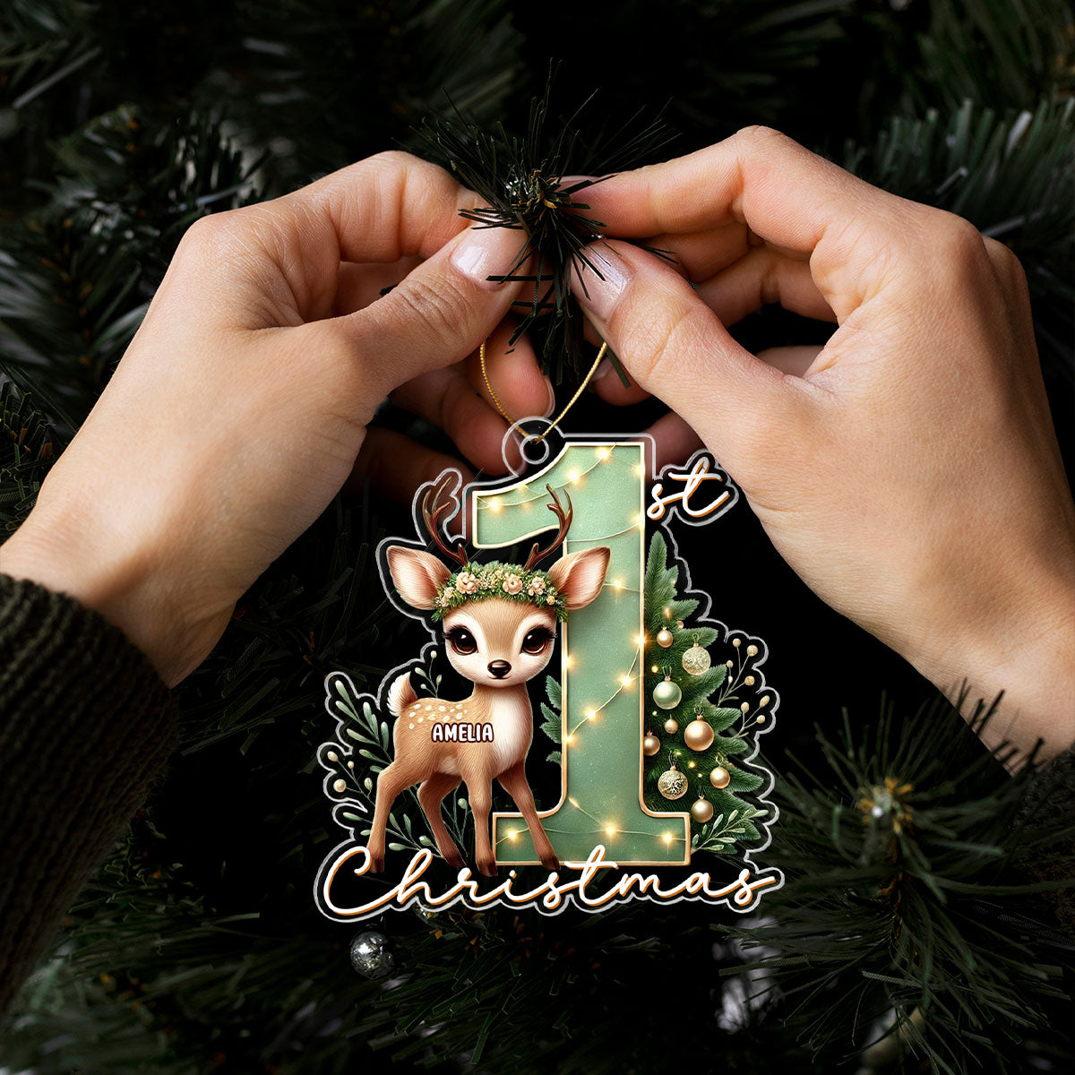 Baby's First Christmas Realistic Cute Animal Personalized Acrylic Ornament, Unique Christmas Gift For New Born New Parent