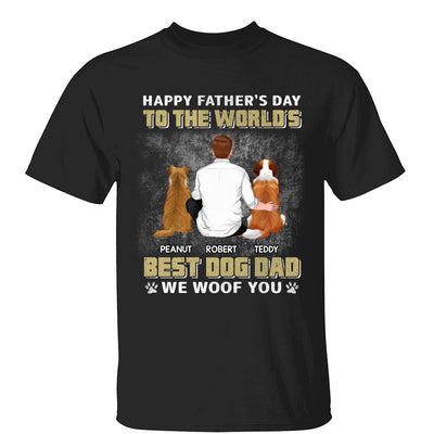 Happy Father‘s Day Dog Dad Back View Yellow Retro Personalized Shirt