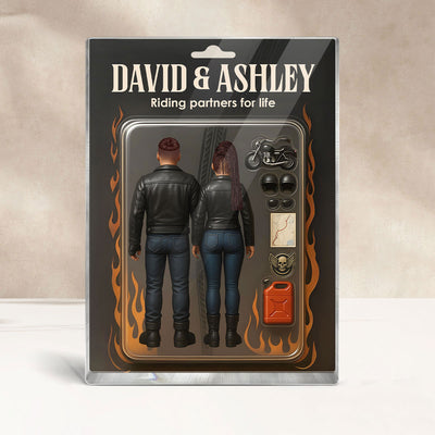Biker Couple Toy Box Figures Style Personalized Acrylic Block Plaque