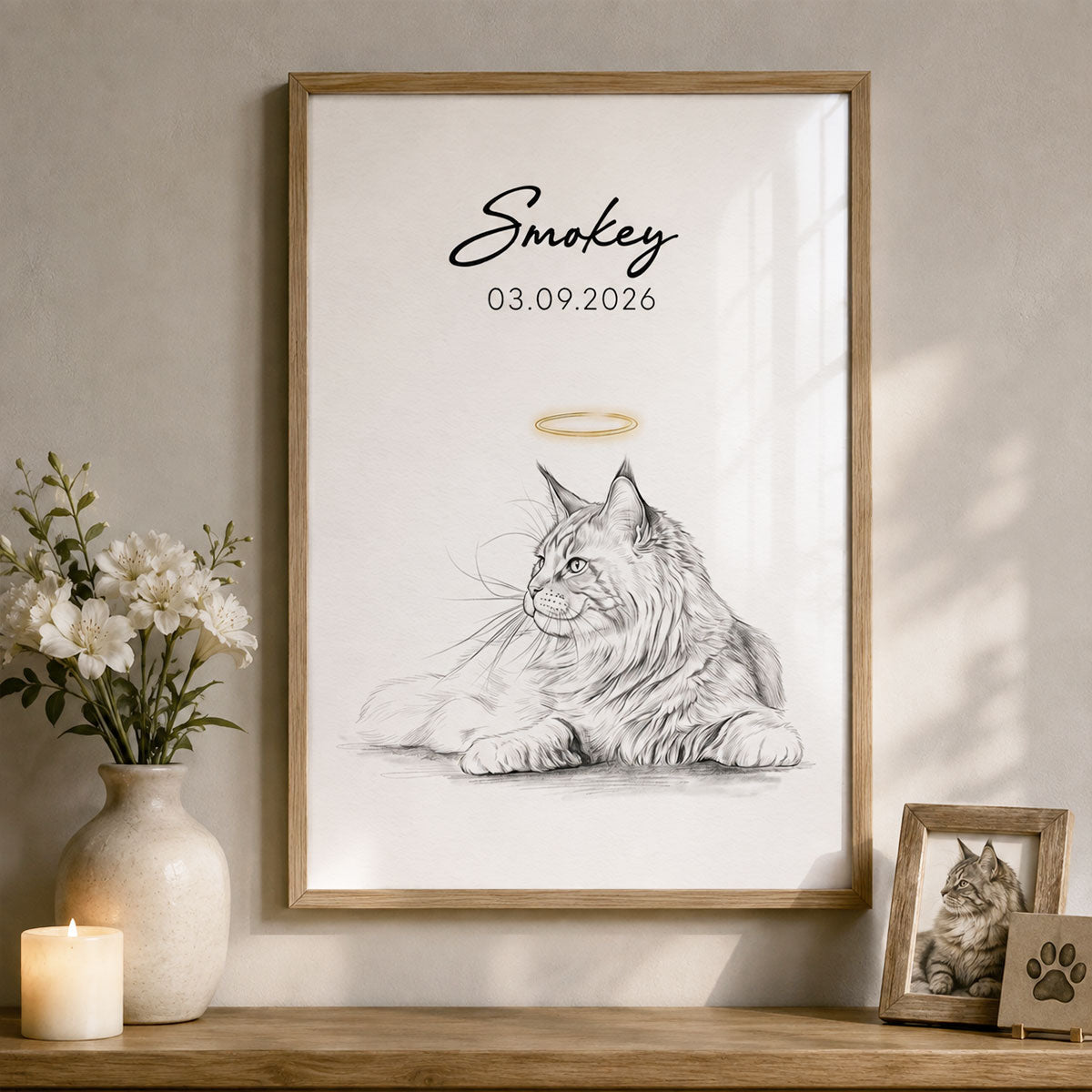 Custom Pet Memorial Portrait - Personalized Poster - Pet Loss Gift, Dog Cat Remembrance
