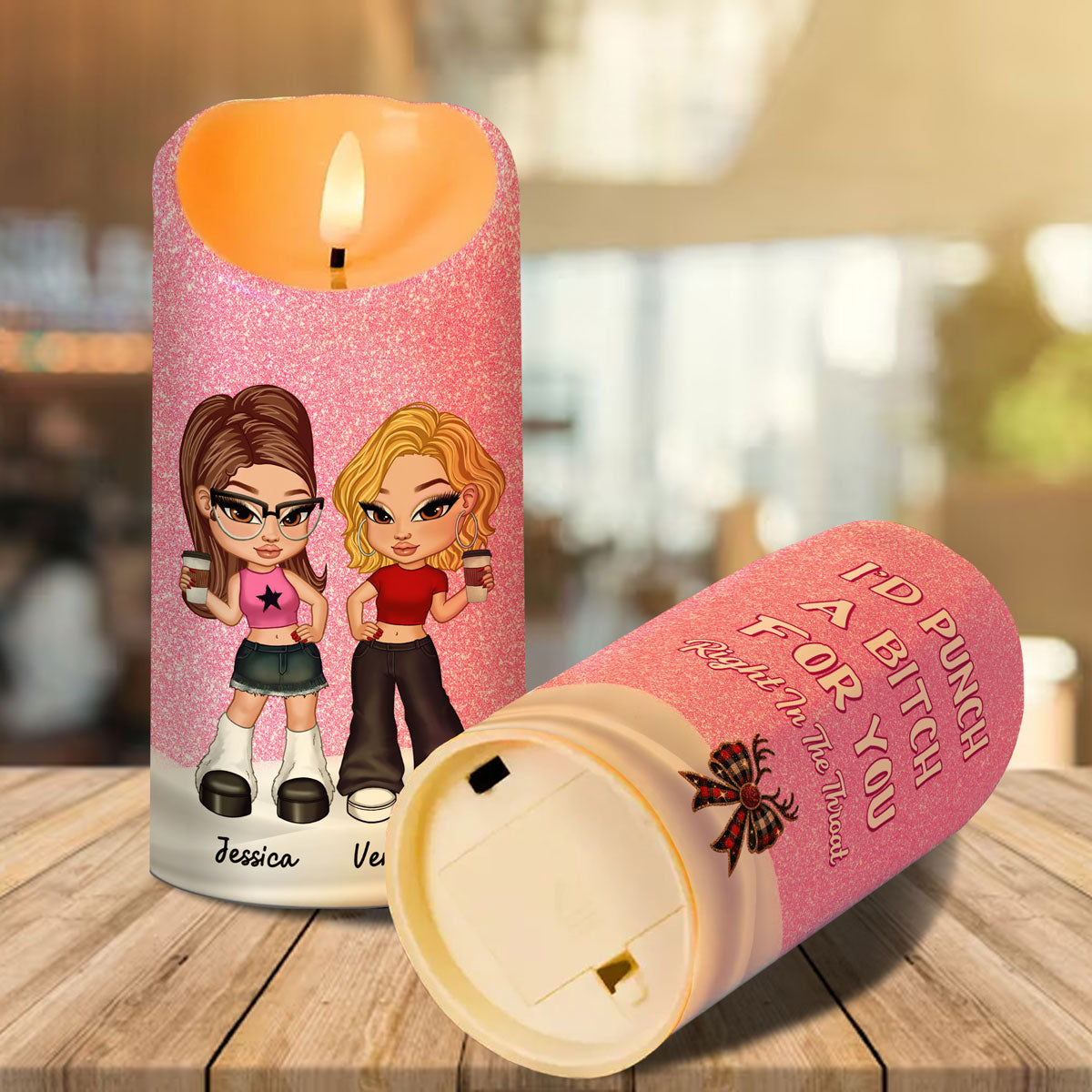 I'd Punch A Bitch For You Besties Gift Personalized LED Candle