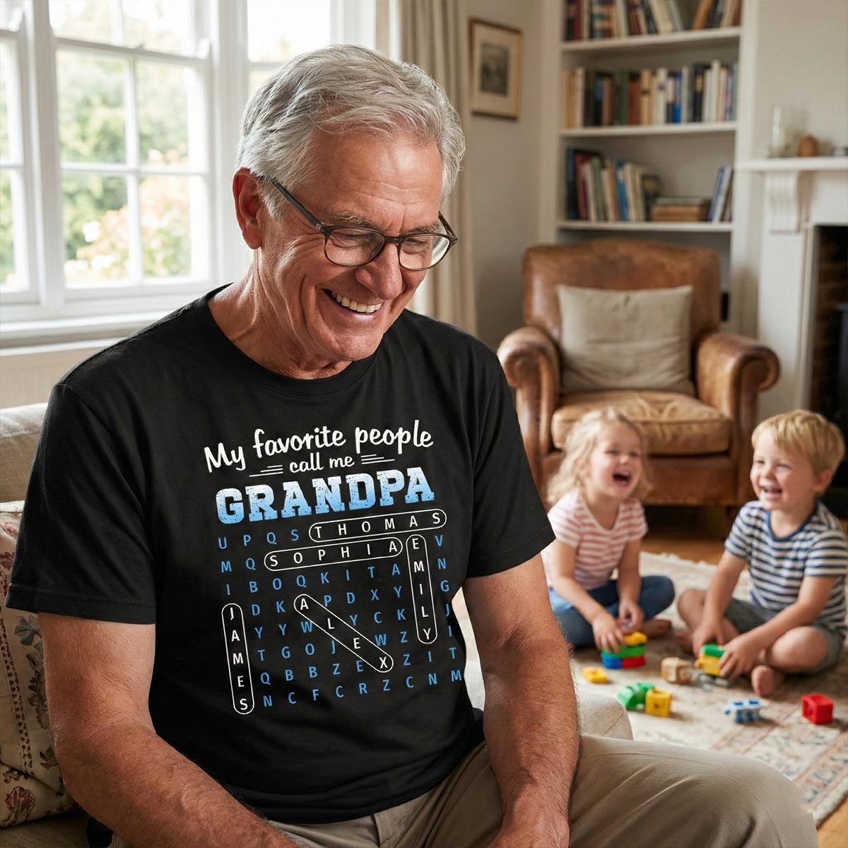 My Favorite People Call Me Grandpa Dad Word Search Puzzle - Personalized Shirt - Gift For Grandpa, Dad