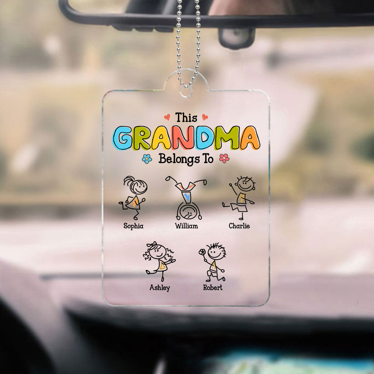 This Grandma Belongs To Drawing Personalized Acrylic Car Hanger