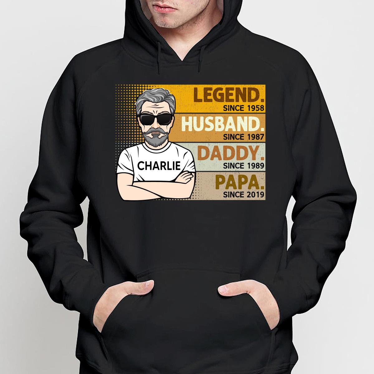 Retro The Legend Grandpa Gift For Grandpa Personalized Shirt