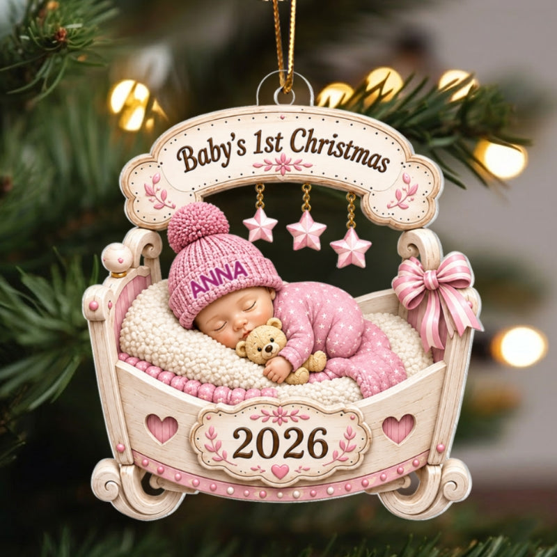 Baby Sleeping First Christmas - Personalized Acrylic Ornament - Christmas Gift for Baby Boy Girl, New Mom, New Dad