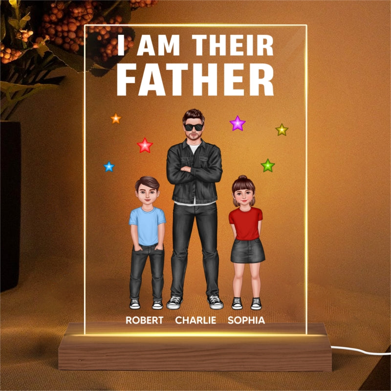 I‘m Their Father Standing Front View Dad And Kids Personalized Rectangle Acrylic LED Night Light
