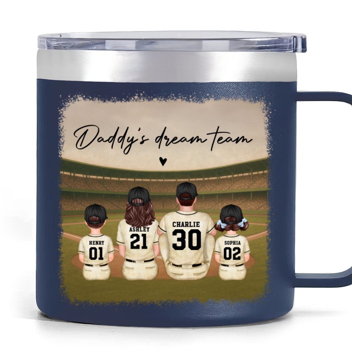 Retro Vintage Baseball Daddy's Dream Team Personalized Stainless Steel Tumbler, Gift For Dad