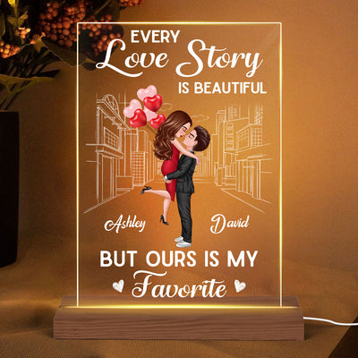 Favorite Love Story Hugging Couple Personalized LED Night Light Acrylic LED Lamp