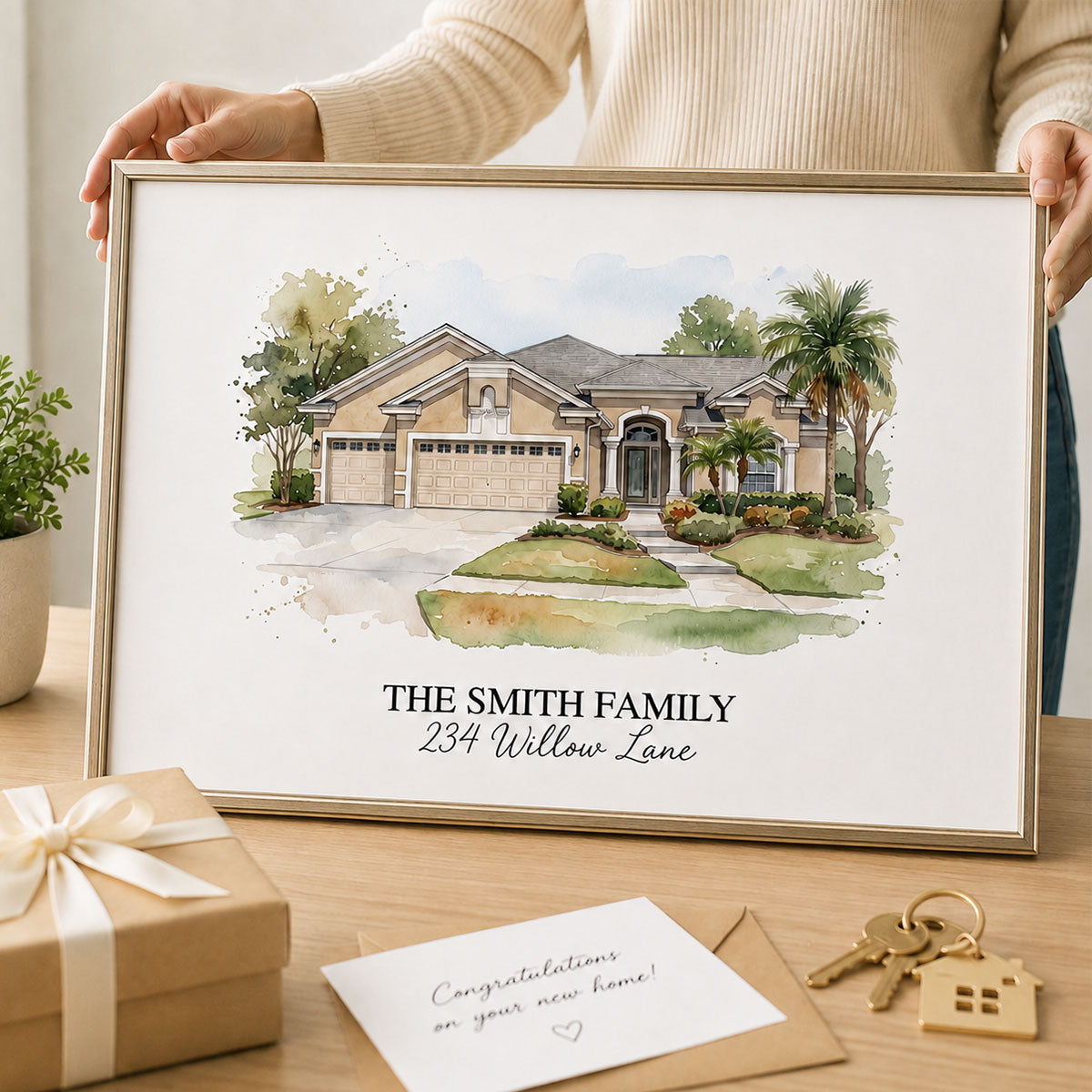 Home Sweet Home Custom Portrait - Personalized Poster - Housewarming Gift, Our First Home Sign
