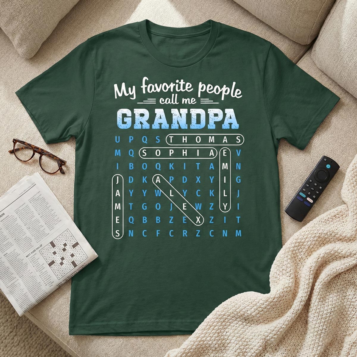 My Favorite People Call Me Grandpa Dad Word Search Puzzle - Personalized Shirt - Gift For Grandpa, Dad