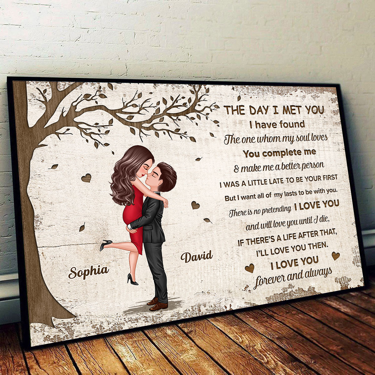 The Day I Met You Hugging Kissing Couple Personalized Poster