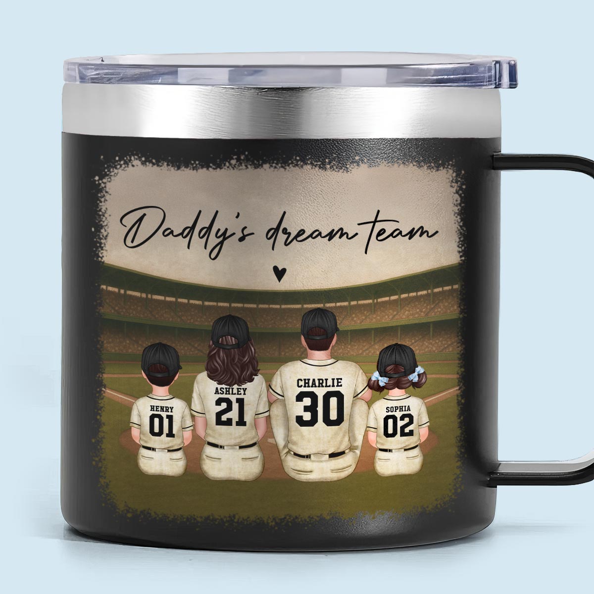 Retro Vintage Baseball Daddy's Dream Team Personalized Stainless Steel Tumbler, Gift For Dad