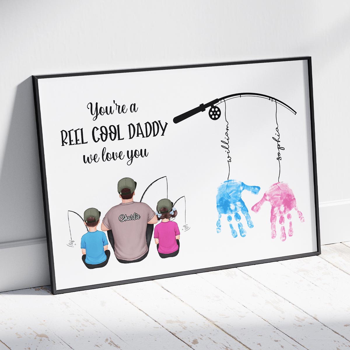 Reel Cool Daddy DIY Handprint Gift For Dad And Grandpa, Fishing Lover, Birthday Gift