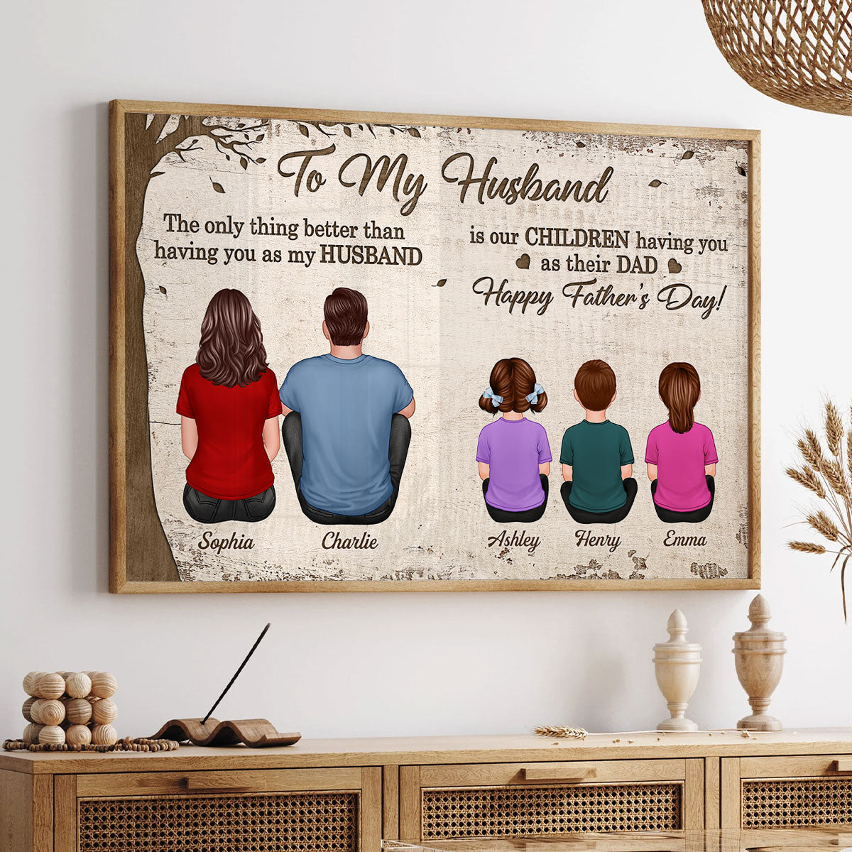 The Only Thing Having You As My Husband Back View Family Under Tree Personalized Poster
