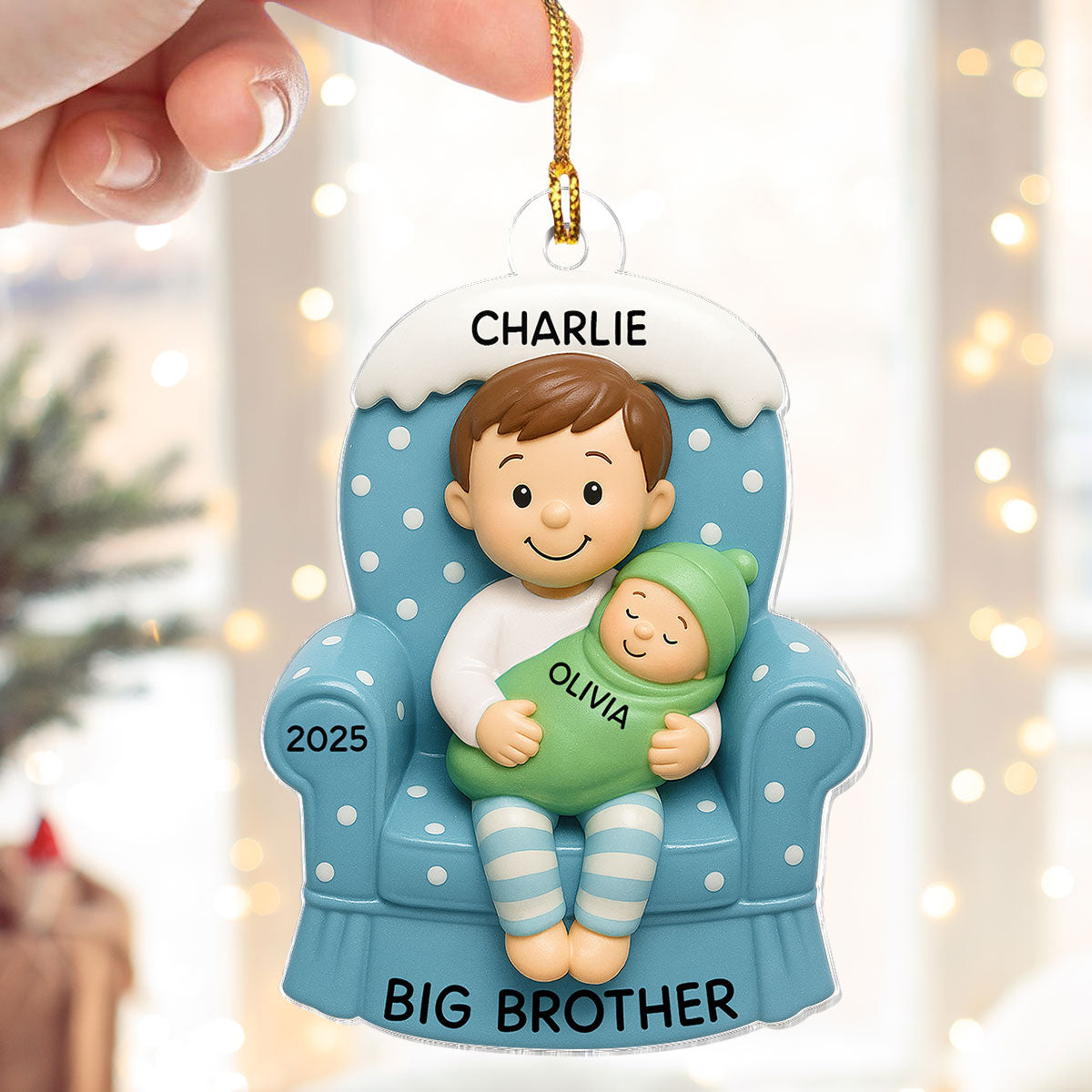 Proud New Big Sister Big Brother - Personalized Acrylic Ornament - New Big Brother, New Big Sister, New Sibling Christmas Gift