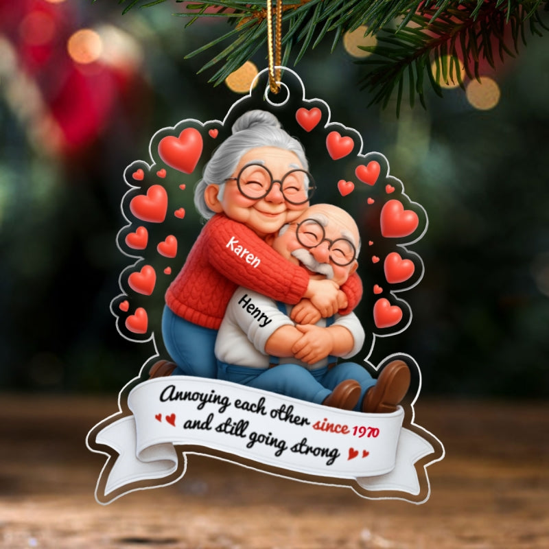 Annoying Each Other Old Couple Personalized Acrylic Ornament - Christmas Gift For Couples, For Wife, For Husband, For Grandparents