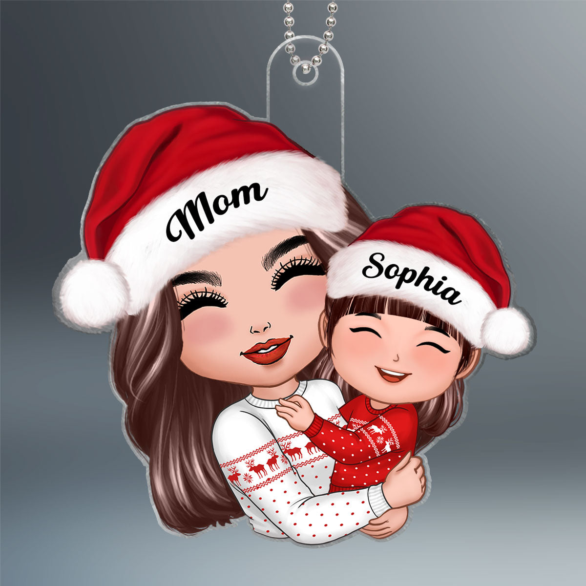 Doll Mom Hugging Kid Christmas Gift For Daughter Son Personalized Acrylic Ornament