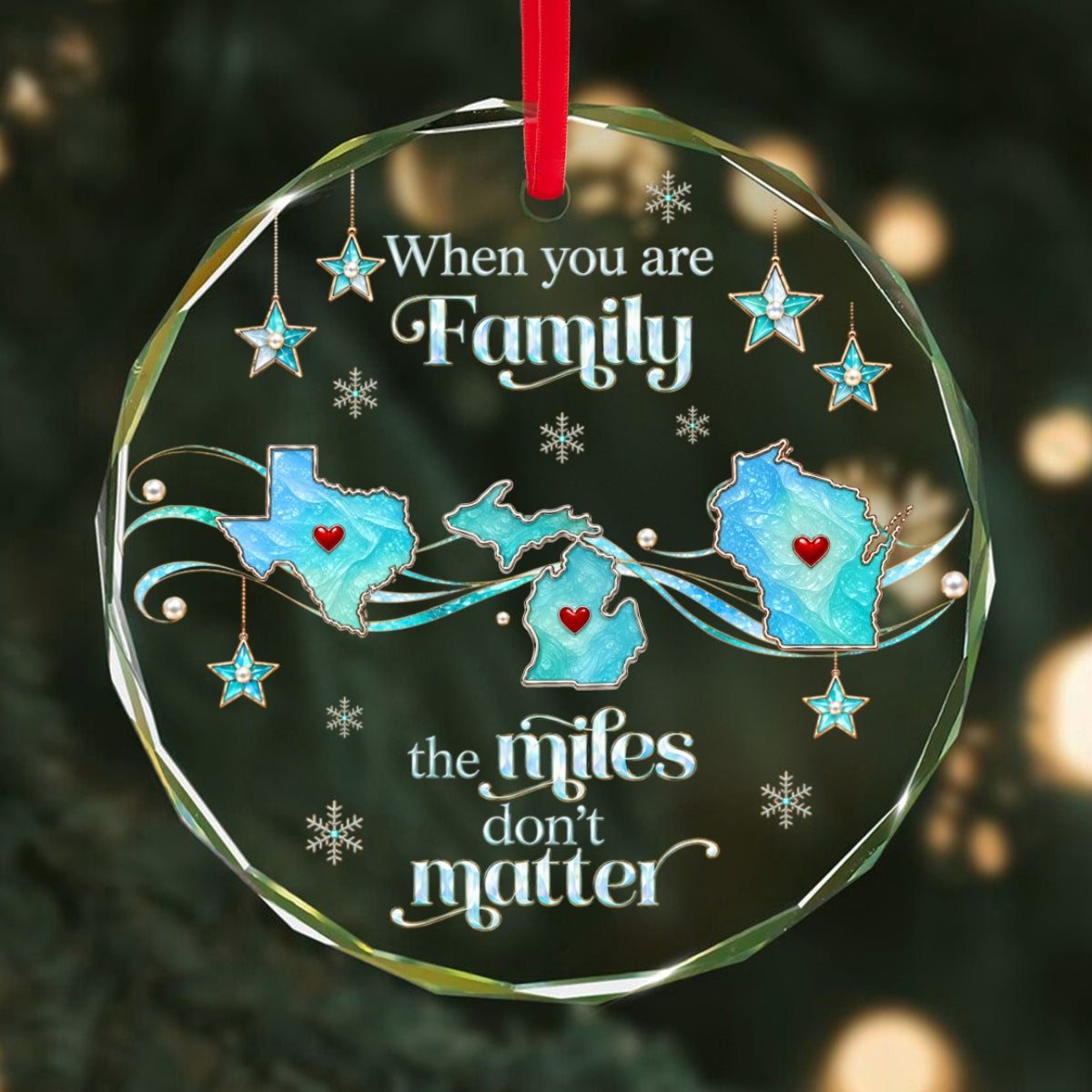 Long Distance Gift - Personalized Glass Ornament - Heartfelt Christmas Gift for Family, Friends, Sisters, Besties