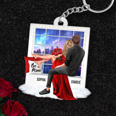 Embracing Couples On Window Personalized Acrylic Keychain,  Gift, Anniversary Gift for Couples