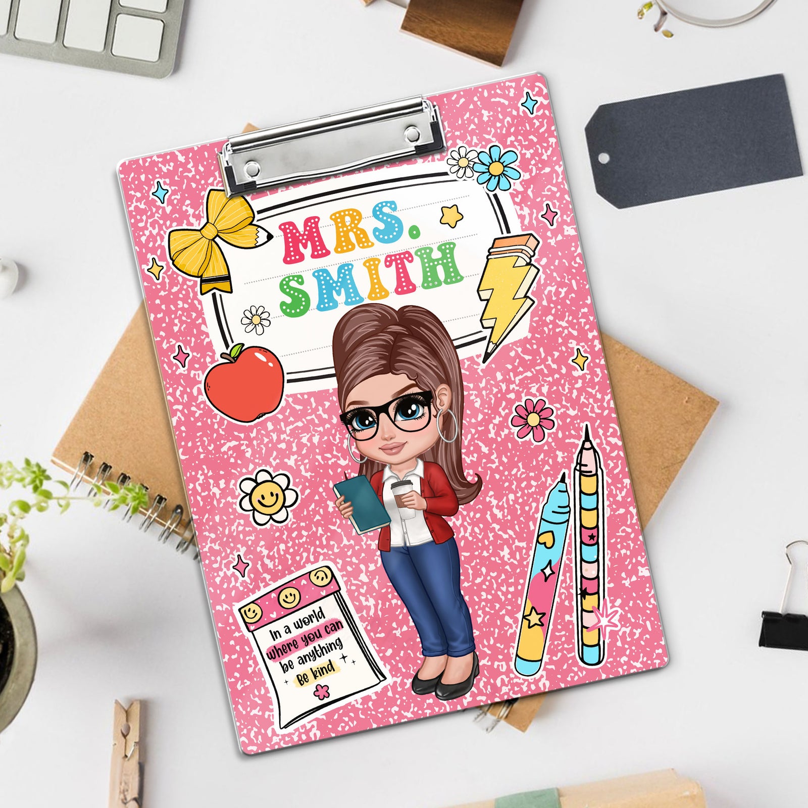 Custom Teacher Clipboard Composition Book With Name, Personalized Teacher Gifts, Teacher Appreciation, Back To School Gift