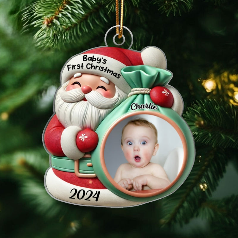 Little Bundle Big Joy Upload Photo Baby Ornament, 2024 Keepsake Christmas Ornament, Baby Shower Gifts, Gift For Newborns