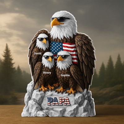 Eagle Dad Grandpa Personalized Acrylic Block Plaque, Perfect Keepsake, Paperweight, 2025 Father's Day Gift For Dad, For Grandpa