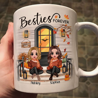 Fall Season Best Friends Sisters Front Porch Personalized Mug (11oz)