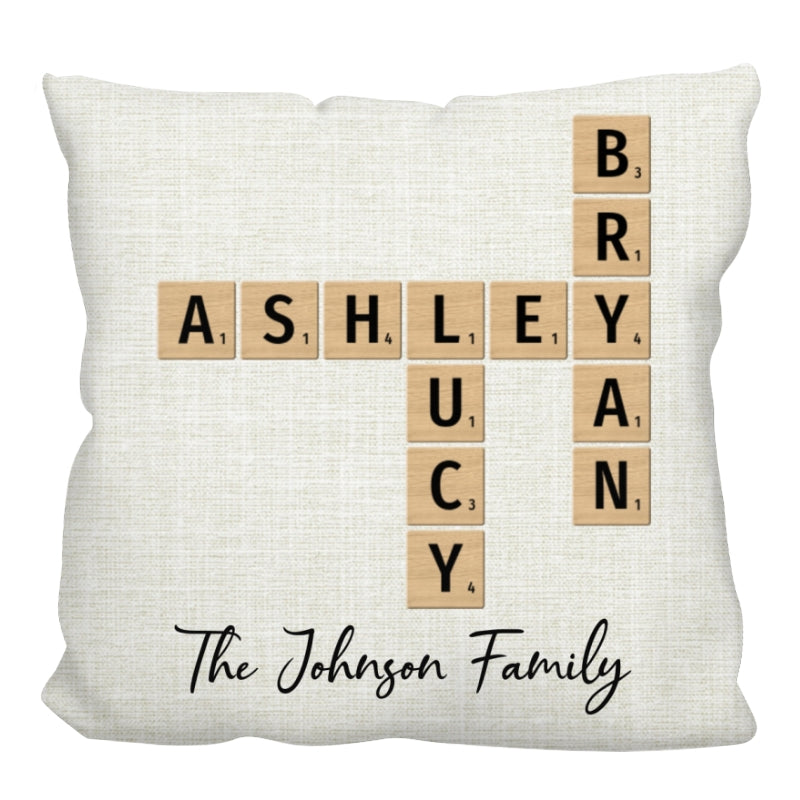 Family Crossword Art - Created In A Moment, Treasured Forever Personalized Pillow