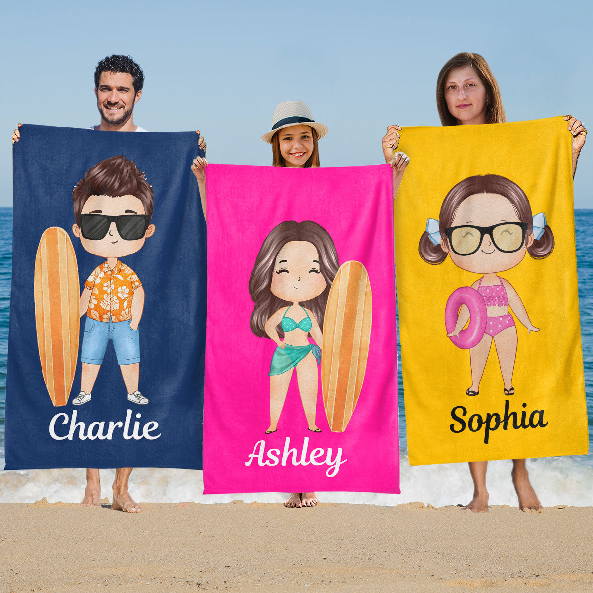 Colorful Background Summer Family Personalized Beach Towel