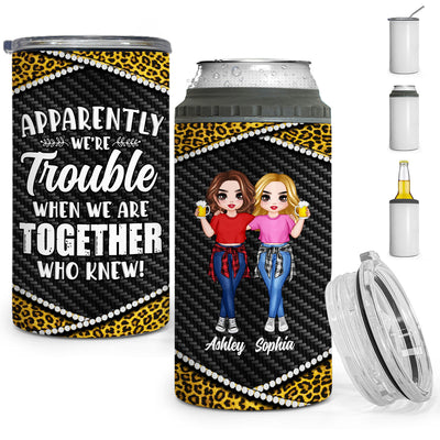 Leopard Frame Pattern Doll Besties Personalized 4 In 1 Can Cooler