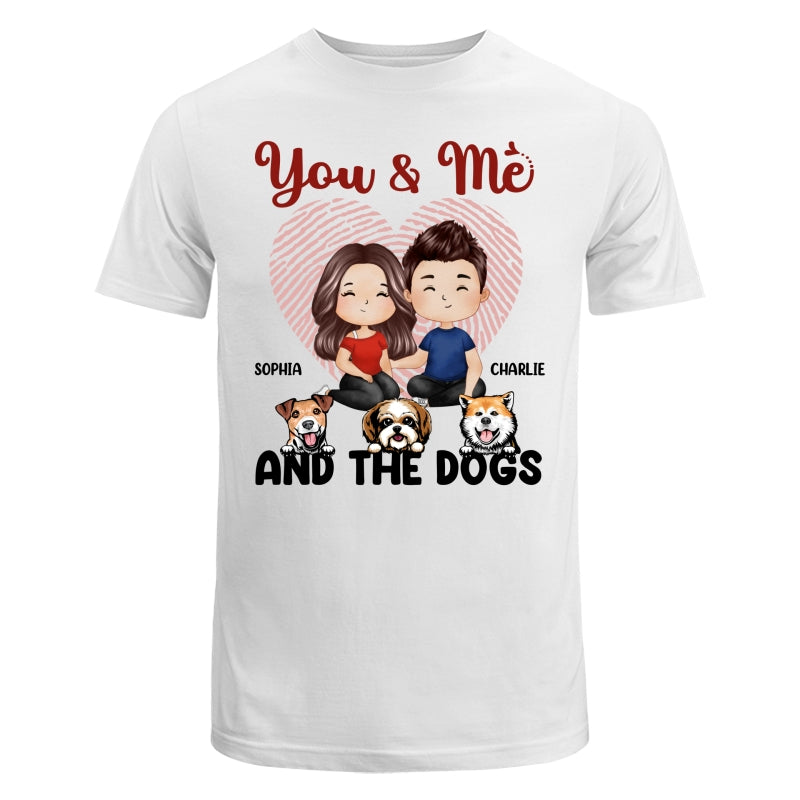 Doll Man Woman Sitting Watercolor Style Couple And Dogs Personalized Shirt