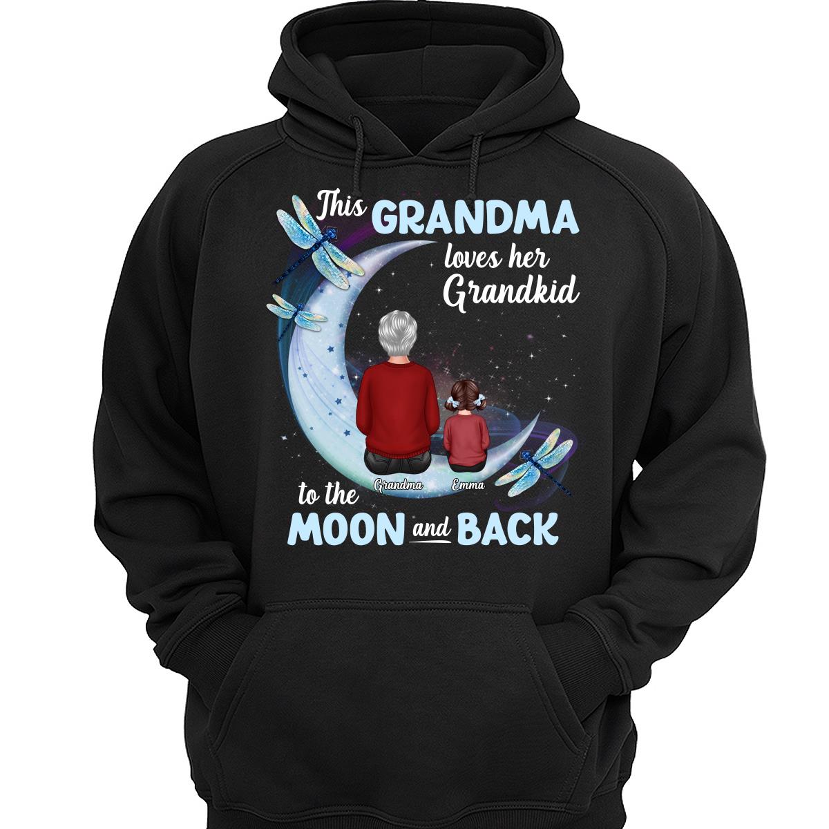 Grandma Loves Grandkids To The Moon Dragonfly Personalized Shirt