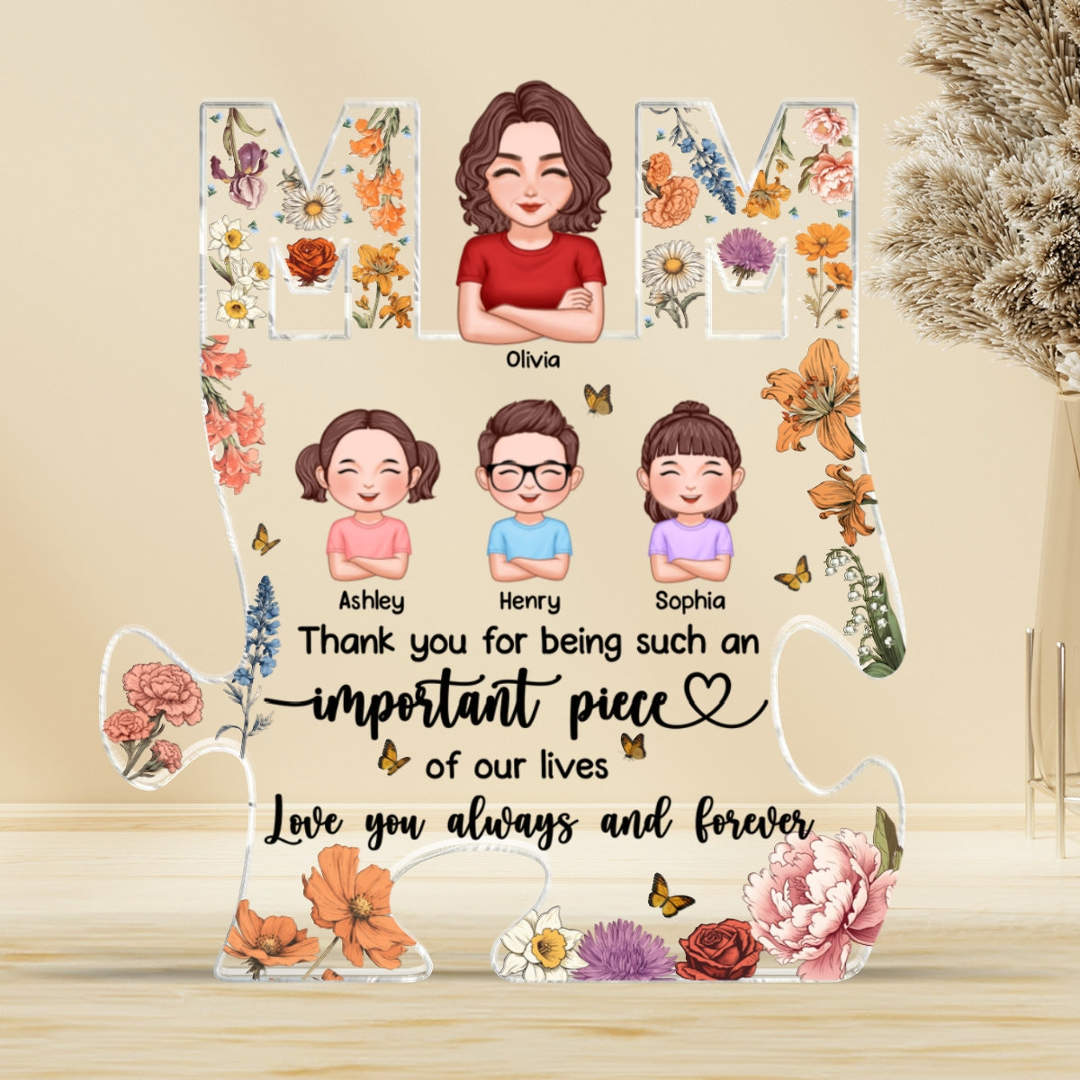 Mom Thank You Puzzle Personalized Acrylic Block Plaque