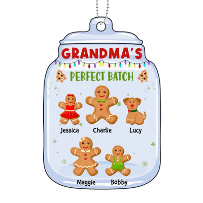Gingerbread Batch Family Kid Dog Cat Personalized Wooden Ornament