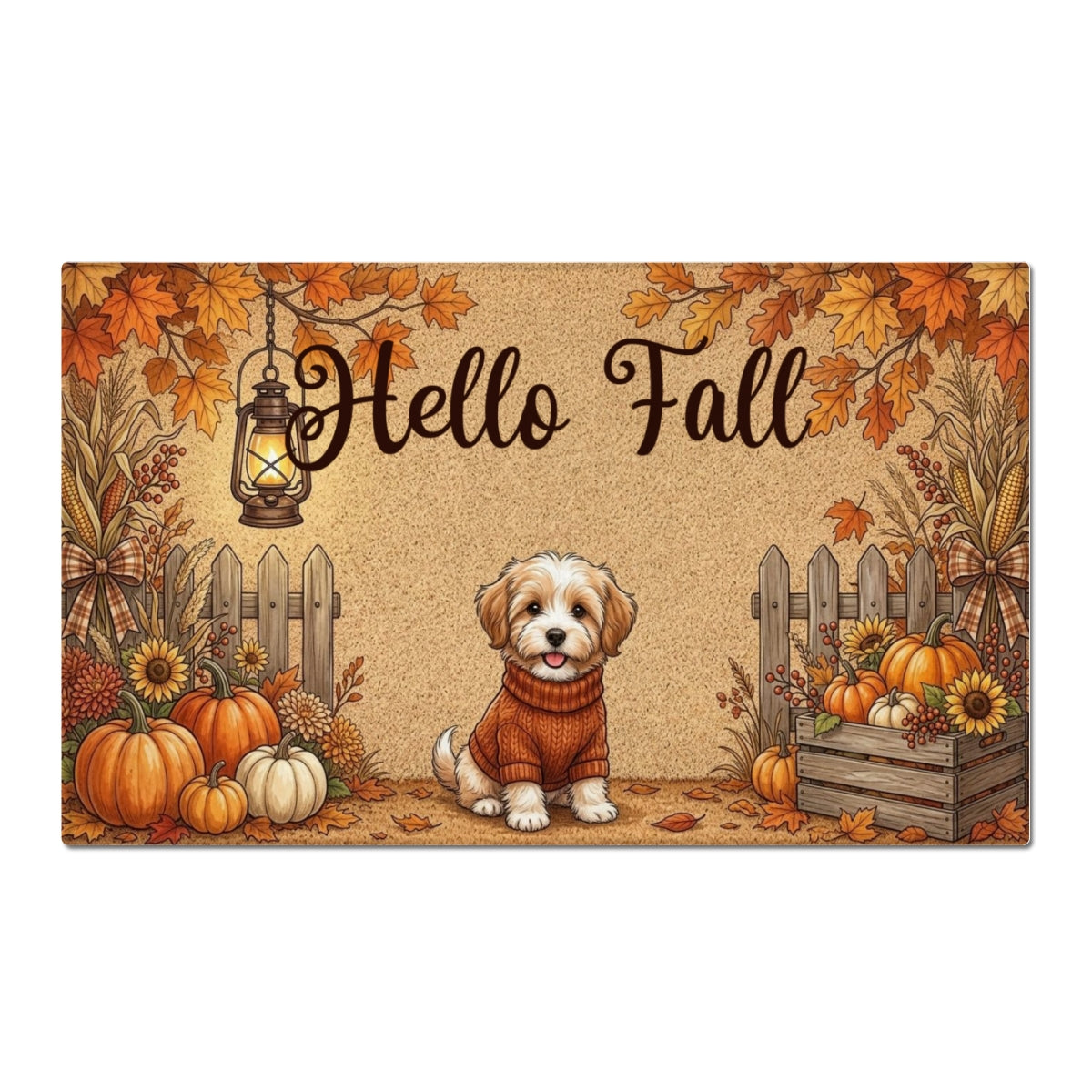 Vintage Dog Cat Fall Season Photo Upload - Personalized Doormat - Gift For Dog Mom, Cat Mom