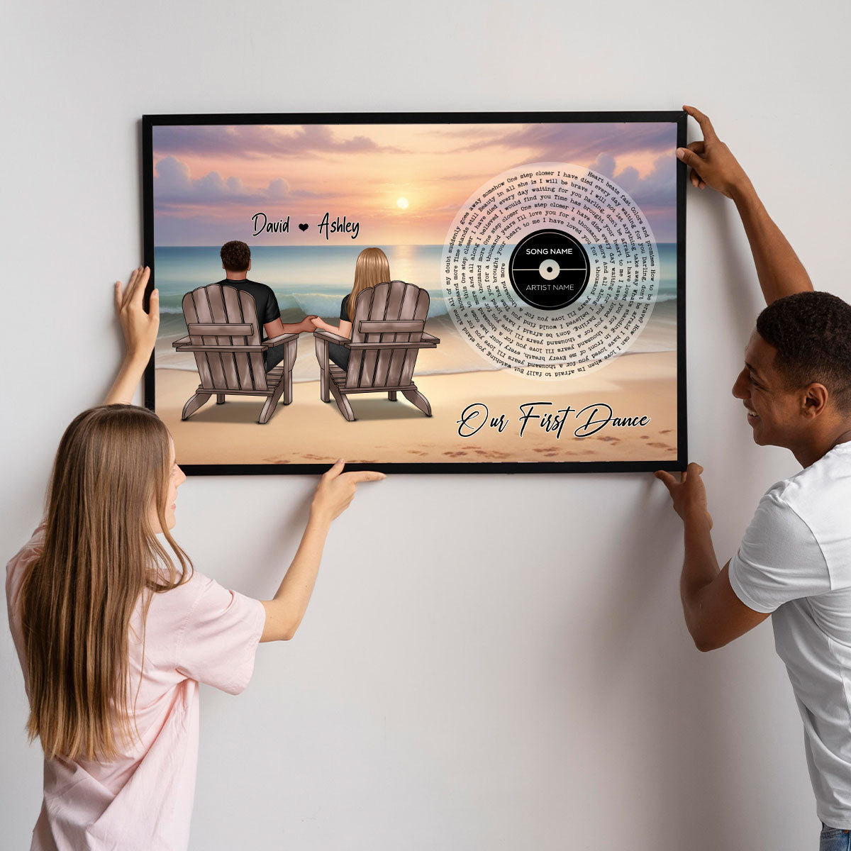You And Me Beach Landscape Favorite Song Vinyl Lyrics Personalized Poster, Heartfelt 2025  Gift, Anniversary Gift, Birthday Gift For Him, For Her, Boyfriend, Girlfriend, Husband, Wife