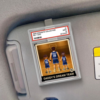 Basketball No. 1 Dad Man & Kids Trading Card Style Personalized Acrylic Car Visor Clip