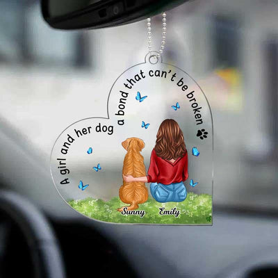 A Girl And Her Dog Bond Can‘t Be Broken Personalized Acrylic Ornament