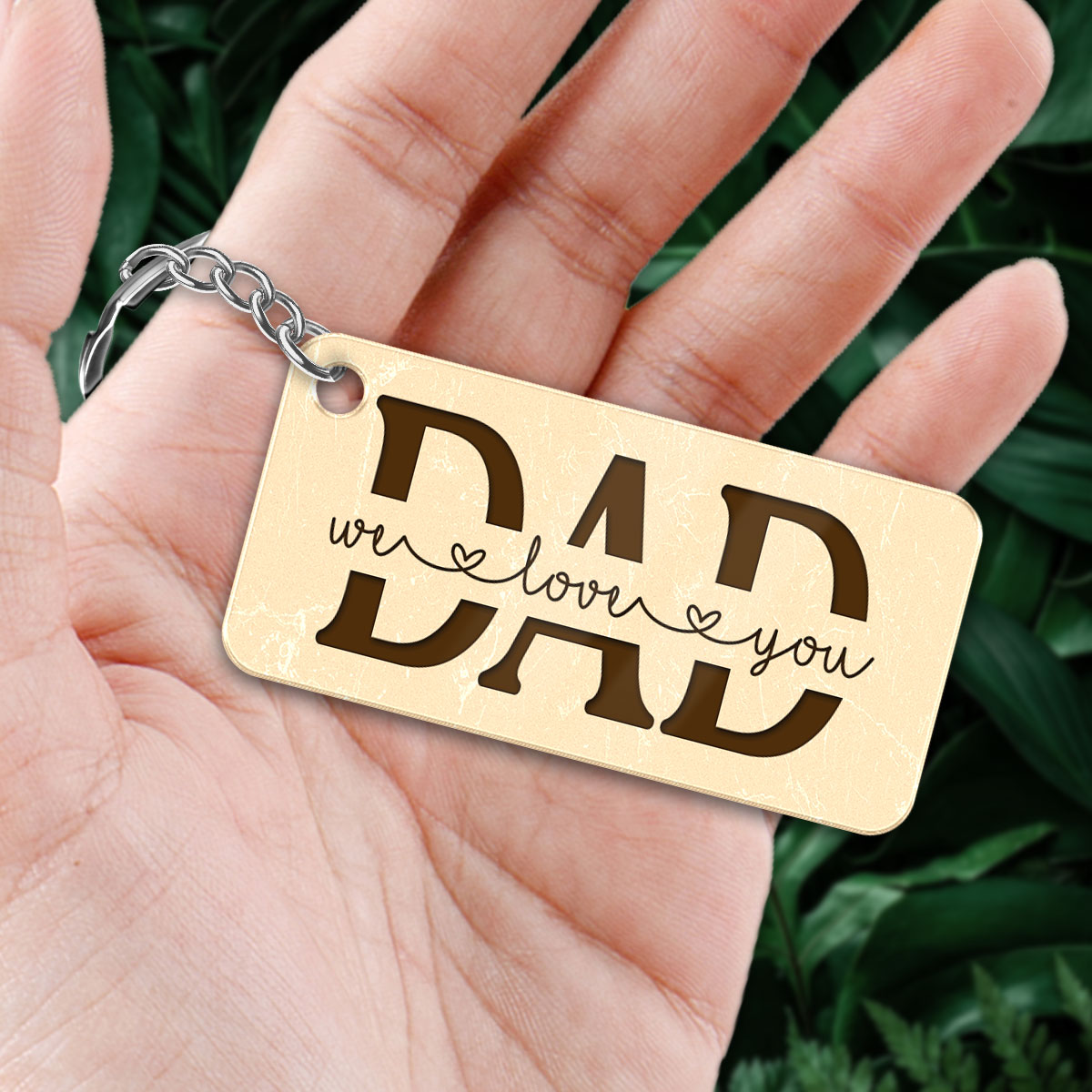 Sitting Doll Dad And Kids Pretty Personalized Acrylic Keychain